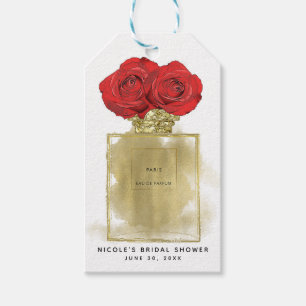 Étiquettes-cadeau Flacon de parfum Floral Fashion Roses rouges Glamo