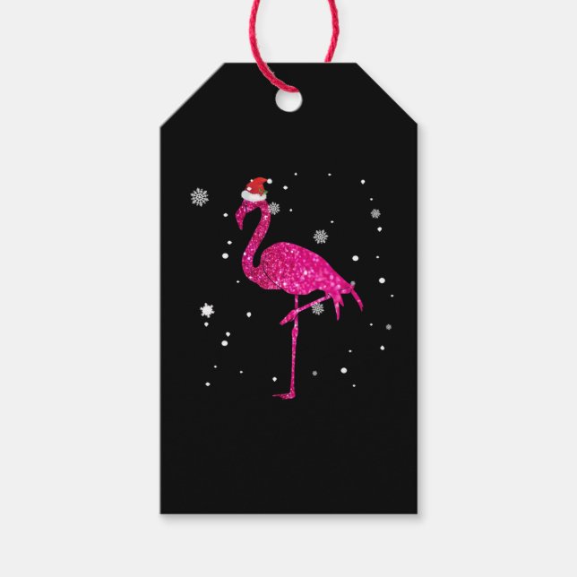 Étiquettes-cadeau Flamant rose de Noël essentiel (Devant)