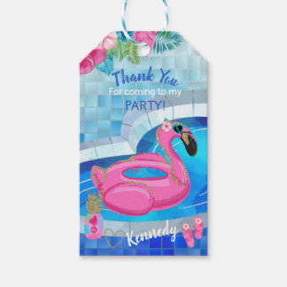Étiquettes-cadeau Flamant rose Pool party, faveur, merci tags,