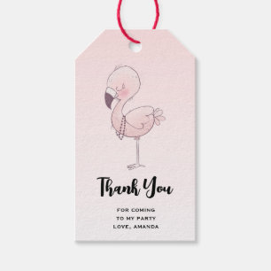 Étiquettes-cadeau Flamant rose rose mignon Illustration Merci de par