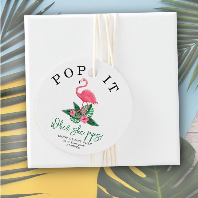 Étiquettes Cadeau Flamant rose rose - Pop it! Quand elle éclaire ! (Créateur téléchargé)