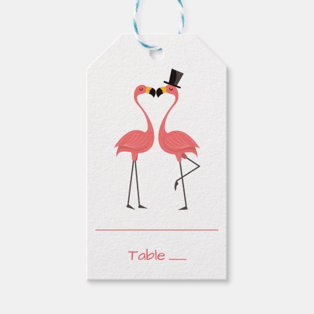 Étiquettes-cadeau Flamant rose rose Tropical Mariage Escort Plaque (Devant)