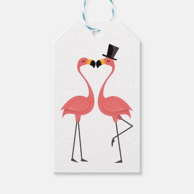 Étiquettes-cadeau Flamant rose rose tropical Soirée de mariage été (Devant)
