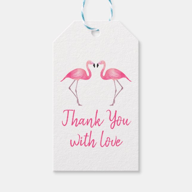 Étiquettes-cadeau Flamant rose tropical  rose Merci mariage préféré (Devant)