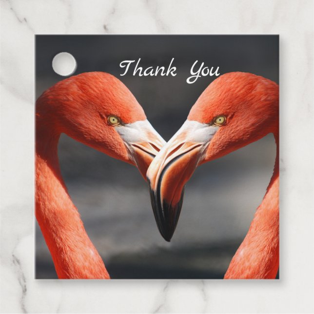 Étiquettes Cadeau Flamant rose Valentine (Devant)