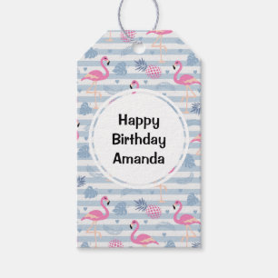 Étiquettes-cadeau Flamant rose Whimsical et ananas Motif Anniversair
