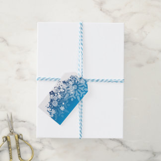 Étiquettes-cadeau Flammes de neige sur Royal Blue Arrière - plan Tag