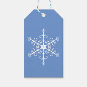 Étiquettes-cadeau Fléau de neige bleu et blanc simple et élégant