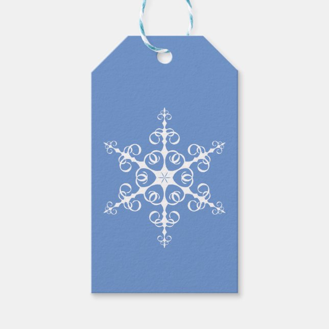 Étiquettes-cadeau Fléau de neige bleu et blanc simple et élégant (Devant)