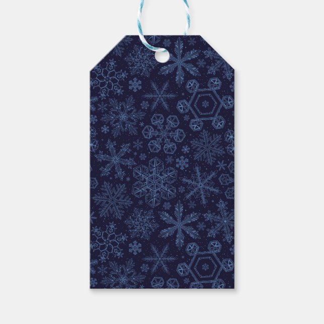 Étiquettes-cadeau Flèches bleues sur bleu (Devant)