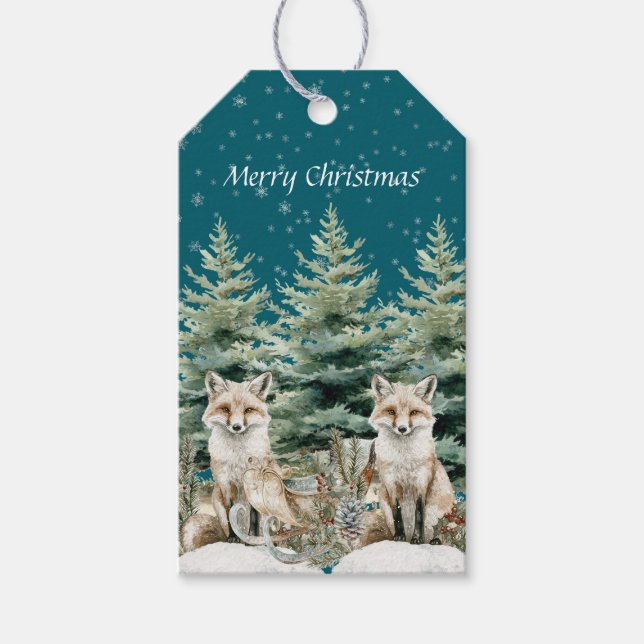 Étiquettes-cadeau Flèches de neige de l'arbre de Noël Fox (Devant)