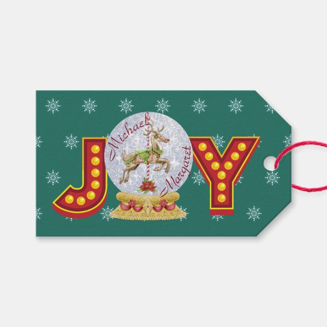 Étiquettes-cadeau Flèches de neige de Noël (Devant (Horizontal))