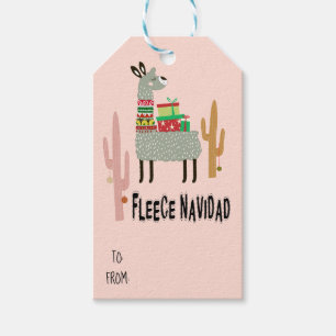 Étiquettes-cadeau Fleece Navidad Llama Noël