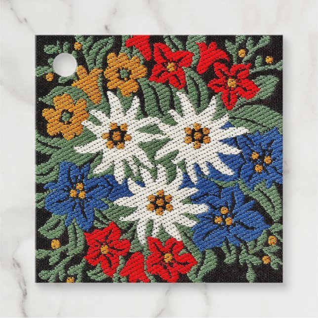 Étiquettes Cadeau Fleur alpine suisse Edelweiss (Devant)
