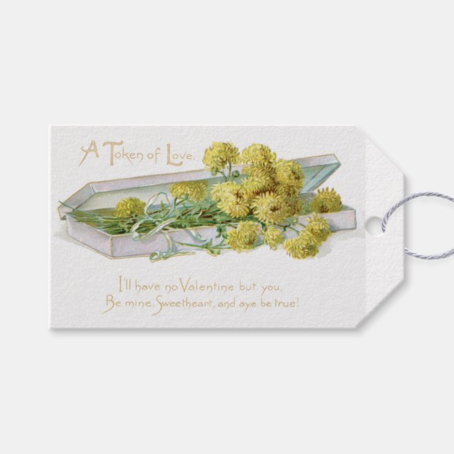 Étiquettes-cadeau Fleur Antique Valentine (Devant (Horizontal))