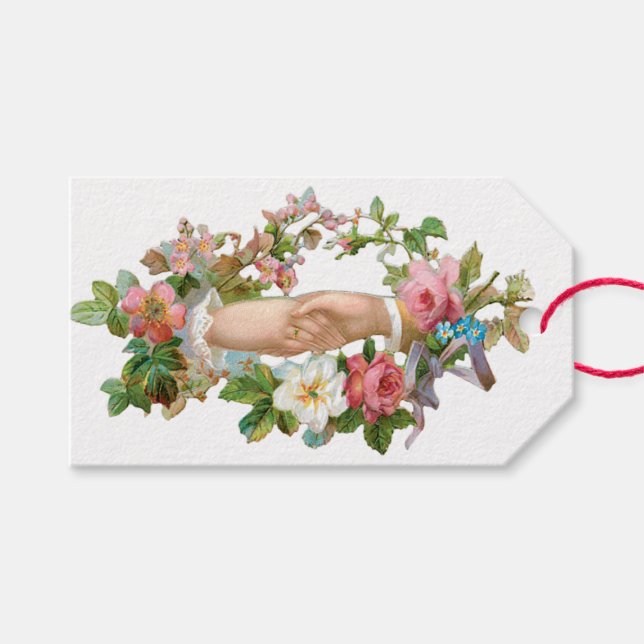 Étiquettes-cadeau Fleur Antique Valentine (Devant (Horizontal))