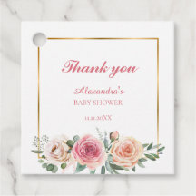 Fleur aquarelle avec remerciement pour Baby Shower