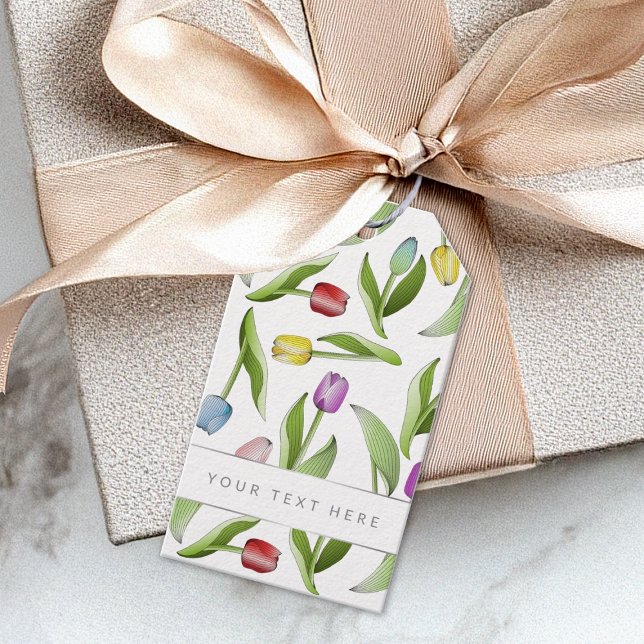 Étiquettes-cadeau Fleur botanique Moderne Tulipe colorée (Créateur téléchargé)