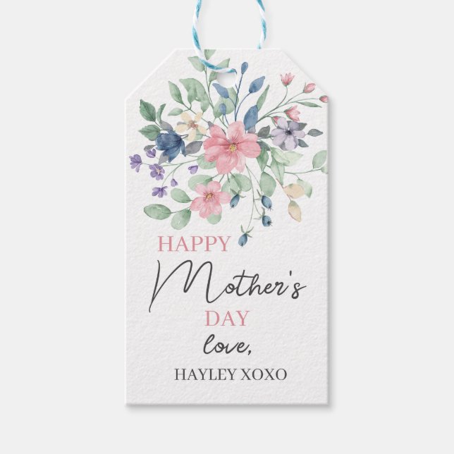 Étiquettes-cadeau Fleur d'aquarelle Fête des Mères Élégante Faveur (Devant)