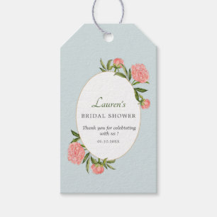 Étiquettes-cadeau Fleur de pivoine style vintage Merci de douche nup