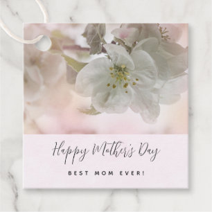Étiquettes Cadeau Fleur de pomme blanche Photo Fête des mères