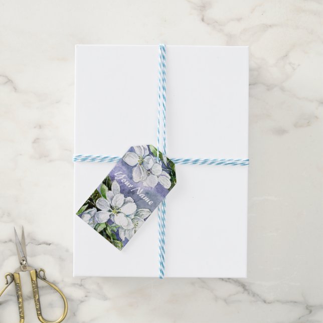 Étiquettes-cadeau Fleur de pommier  (Avec de laficelle)