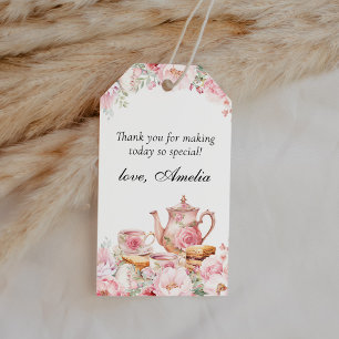 Étiquettes-cadeau Fleur de thé rose pâle Merci Favoriser