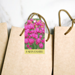 Étiquettes-cadeau Fleur de tulipe rose Pâques