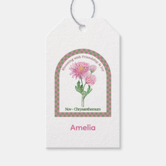 Étiquettes-cadeau Fleur du mois de naissance de novembre personnalis