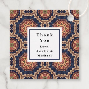 Étiquettes Cadeau Fleur fantaisie et formes étoiles Merci Motif