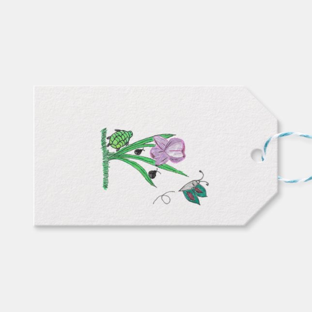 Étiquettes-cadeau Fleur Iris Violet (Devant (Horizontal))