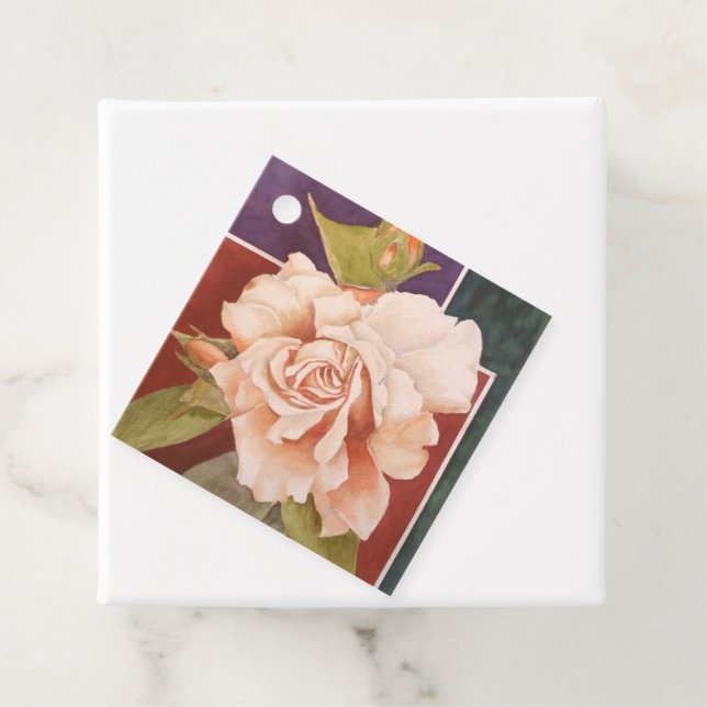 Étiquettes Cadeau Fleur Rose antique (En situation)