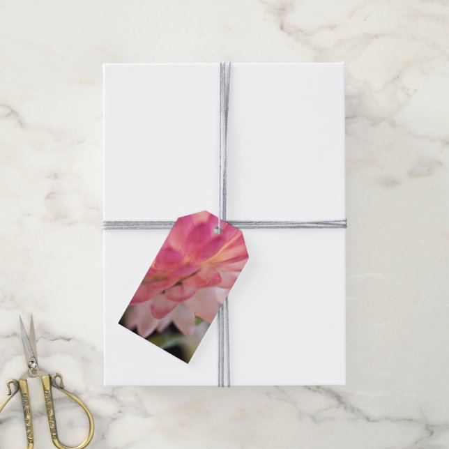 Étiquettes-cadeau Fleur rose pâle (Avec de la ficelle)