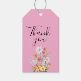 Étiquettes-cadeau Fleur sauvage 60 ans Remerciements Rose