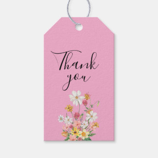 Étiquettes-cadeau Fleur sauvage 60 ans Remerciements Rose