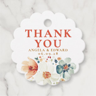 Étiquettes Cadeau Fleur sauvage aquarelle Elegant Boho Merci