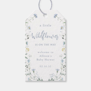 Étiquettes-cadeau Fleur Sauvage Bleue Un Peu Rustique Baby Shower Bo