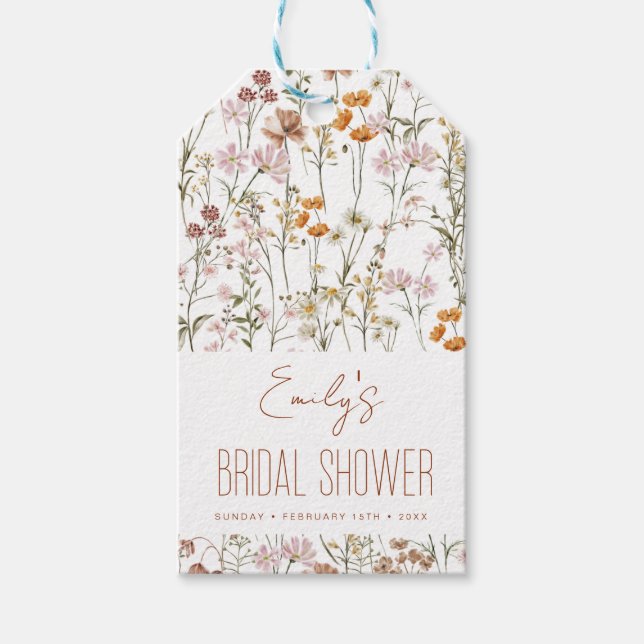 Étiquettes-cadeau Fleur Sauvage Bohème Baby Shower Aquarelle en Fleu (Devant)