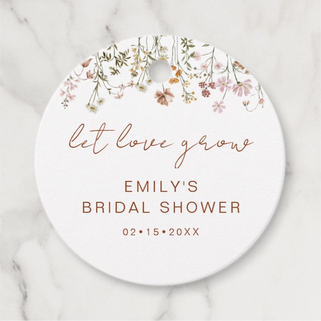 Étiquettes Cadeau Fleur sauvage Boho Fête des mariées laisser l'amou (Devant)