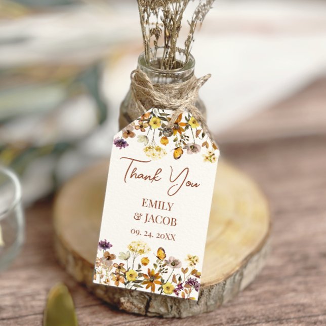 Étiquettes-cadeau Fleur sauvage Boho Mariage (Créateur téléchargé)