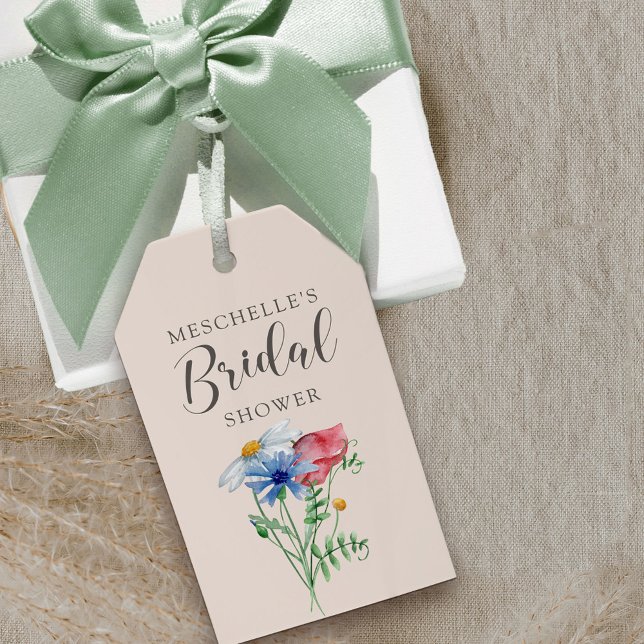 Étiquettes-cadeau Fleur sauvage Charme Rustique Floral Fête des mari (Bridal Shower favor tag from my Wildflower Charm collection)