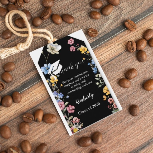 Étiquettes-cadeau Fleur sauvage de jardin merci Graduation party cad (Créateur téléchargé)