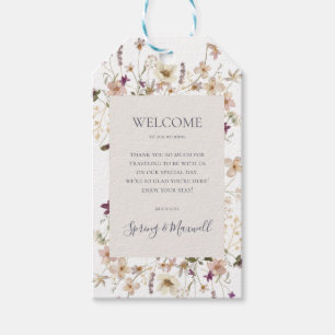 Étiquettes-cadeau Fleur sauvage de printemps Bienvenue au Mariage