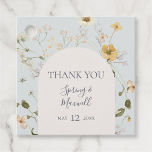 Étiquettes Cadeau Fleur sauvage de printemps Merci bleu clair