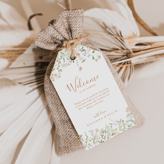 Étiquettes-cadeau Fleur sauvage du jardin d'automne Bienvenue Mariag (Créateur téléchargé)