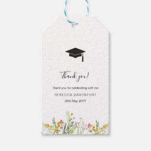 Étiquettes-cadeau Fleur sauvage élégant Merci de graduation