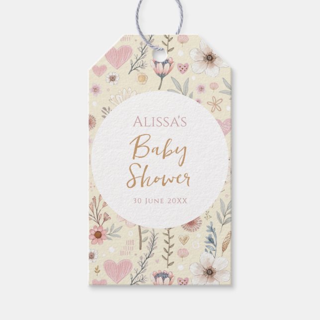 Étiquettes-cadeau Fleur sauvage Floral Baby shower Favoriser (Devant)