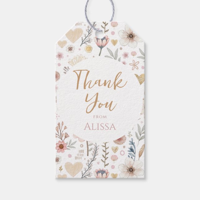 Étiquettes-cadeau Fleur sauvage Floral Baby shower Favoriser (Devant)