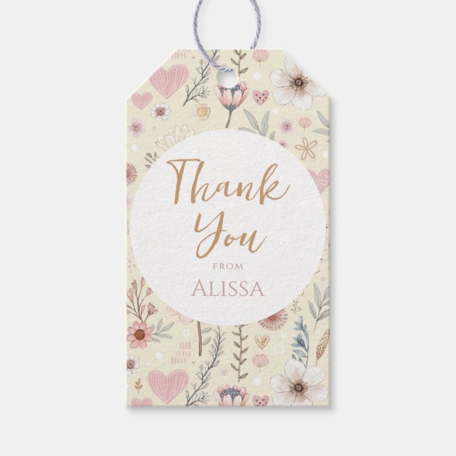 Étiquettes-cadeau Fleur sauvage Floral Baby shower Favoriser (Devant)