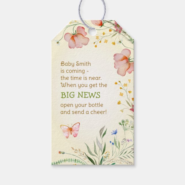 Étiquettes-cadeau Fleur sauvage Genre Neutre Baby shower Bouteille F (Devant)